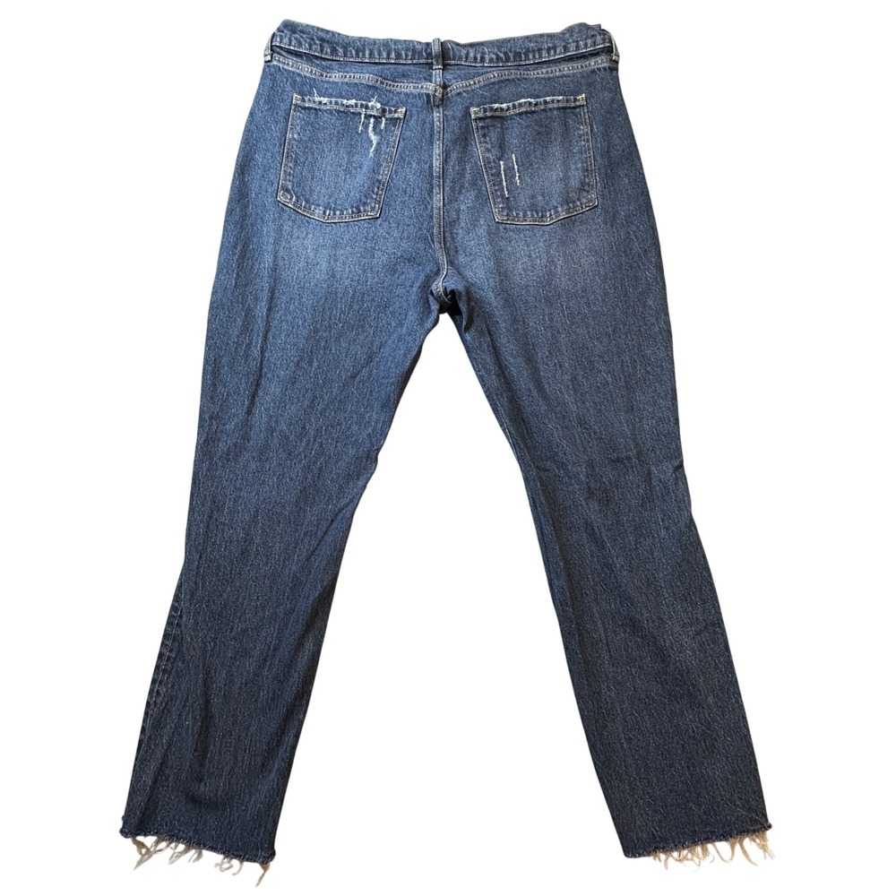 OLD NAVY Jeans Womens 16 High Rise Slouchy Straight Distressed Blue Denim‎